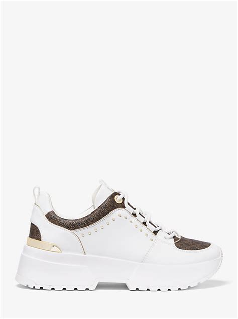 Cosmo Studded Leather and Logo Trainer 